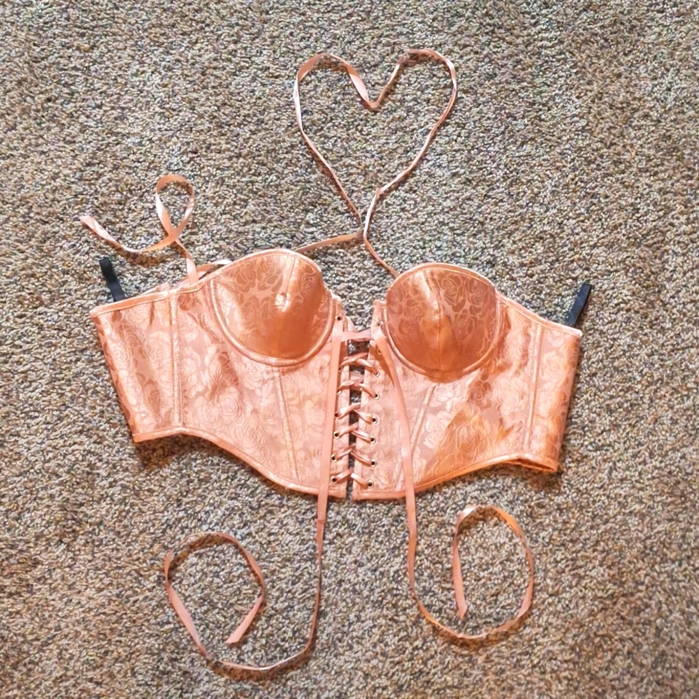 Corset Style Cropped Top Champaign Pink Womens Medium *NO tag